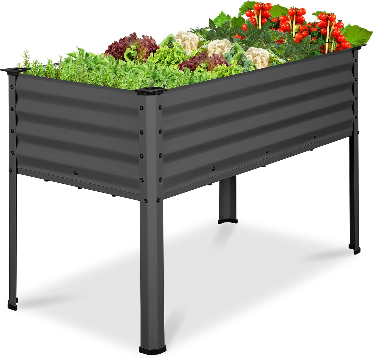 Cama jardín elevada galvanizada 48x24x30pulg metal patio balcón