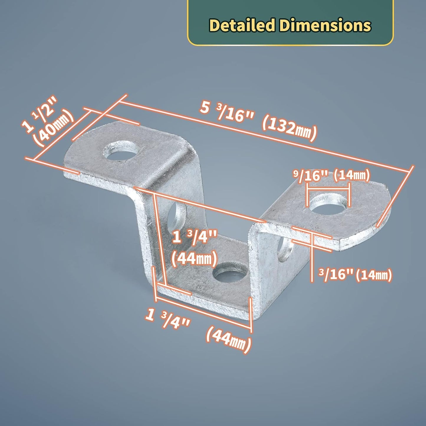 Soporte conector U 5 agujeros perno 1-5/8" 4 pzas