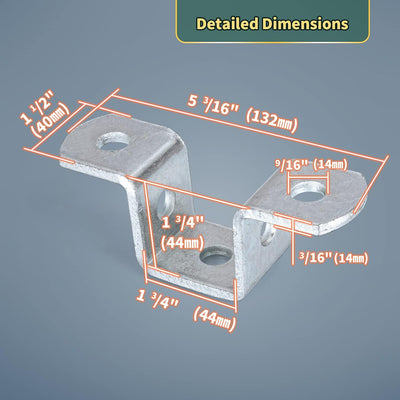 Soporte conector U 5 agujeros perno 1-5/8" 4 pzas