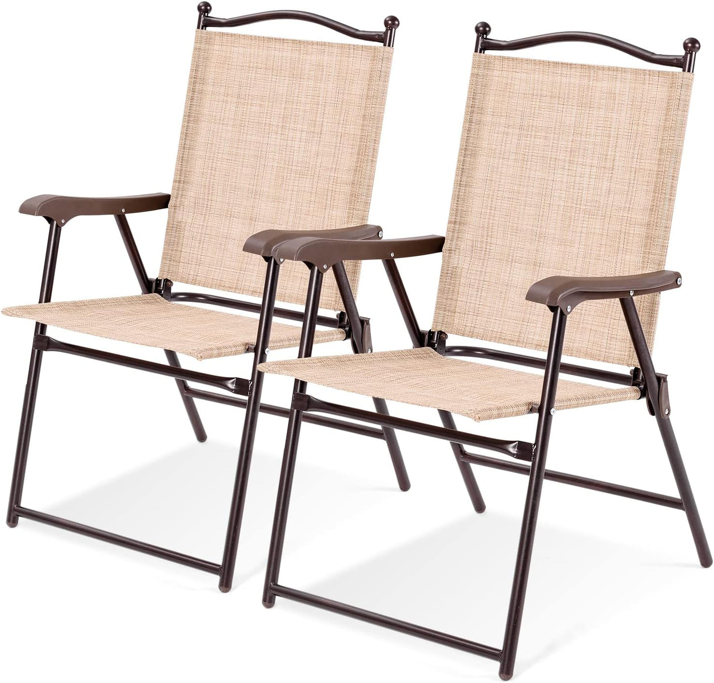 2 Sillas Comedor Plegables para Patio con Apoyabrazos Acero