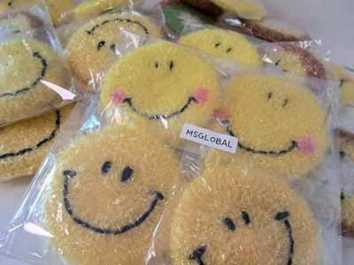 4 Pzas Fregadores Platos Cara Sonriente Acrílico Alta Calidad