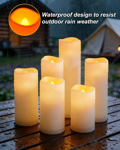12 Velas LED sin llama impermeables para patio y boda marfil