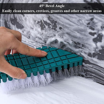 Cepillo inodoro forma V agarre antiderrap cerdas nailon verde