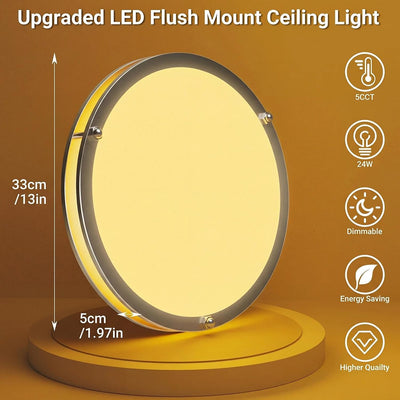 Lámpara techo LED 13pulg 24W níquel cepillado regulable 3000K-6500K