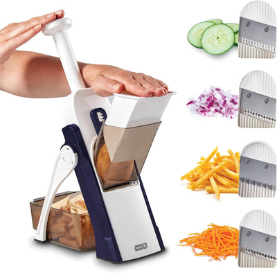 Mandolina Safe Slice para verduras 30 ajustes grosor azul marino