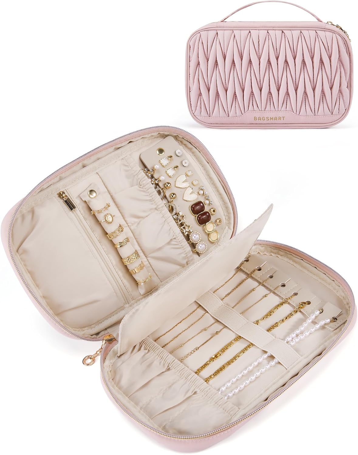 Estuche organiz. joyería viaje para aretes collares
