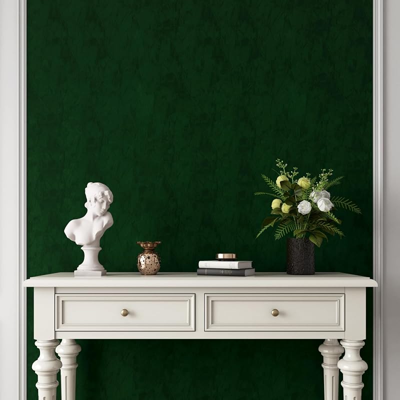 Papel tapiz terciopelo verde 17.7x393" autoadhesivo vintage