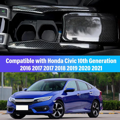 Cubierta consola fibra carbono Honda Civic 16-21 3 Pzas