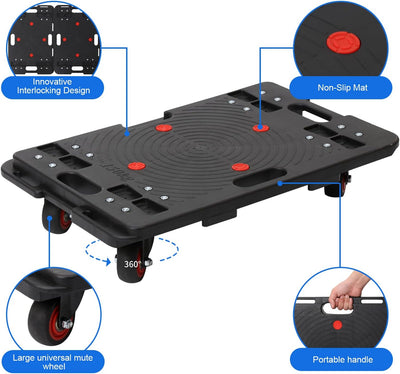 Muñecos móviles para muebles pesados 1200lb negro