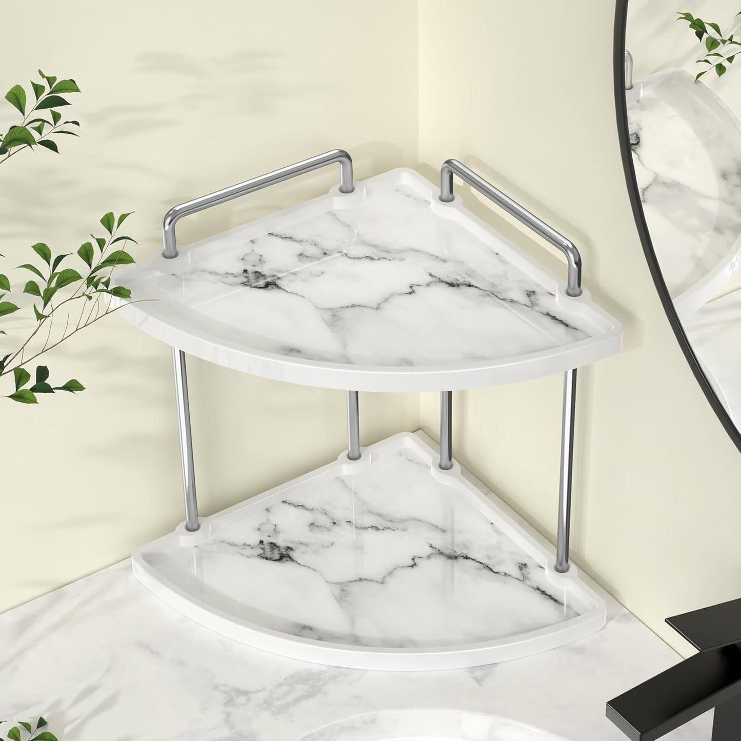 Organiz. baño 2 niveles patrón mármol cromo
