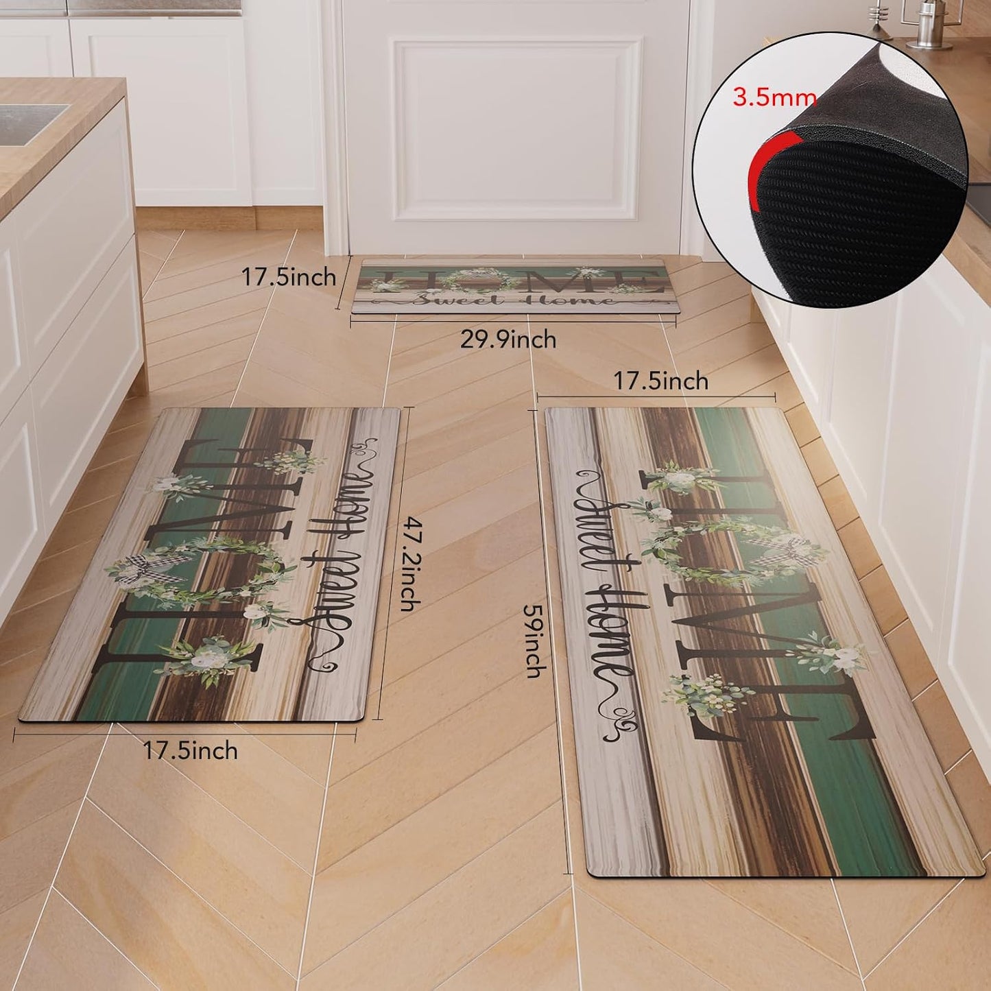 Alfombras cocina antideslizantes acolchadas impermeables 3 pzas