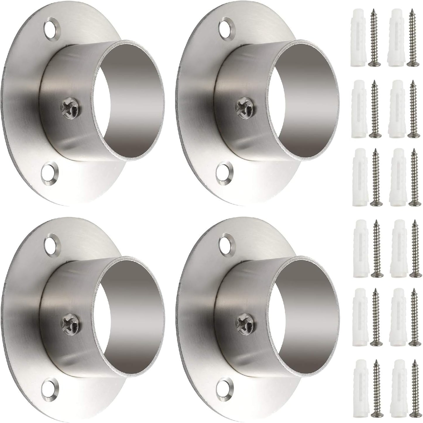 Soportes barra armario acero inox 1-1/2" plateado 4uds