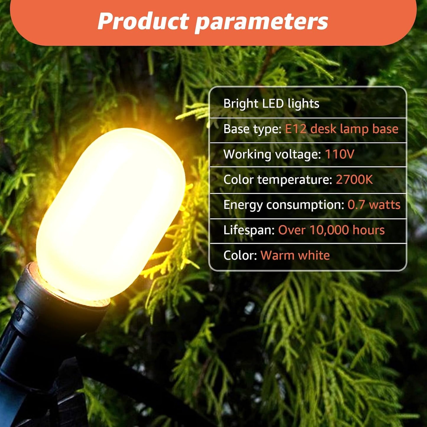 36 Bombillas LED T20 E12 0.7W para Árbol Navidad