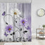 Cortina ducha floral púrpura estilo bohemio para baño