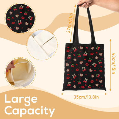 Bolsas de mano con diseño de gato negro y fresa para mujeres