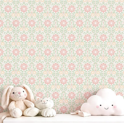 Papel tapiz floral autoadhesivo 17x78pulg dormitorio baño