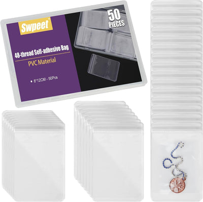 50 Bolsas PVC Transparente 3.15x4.7pulg Organizador Joyas
