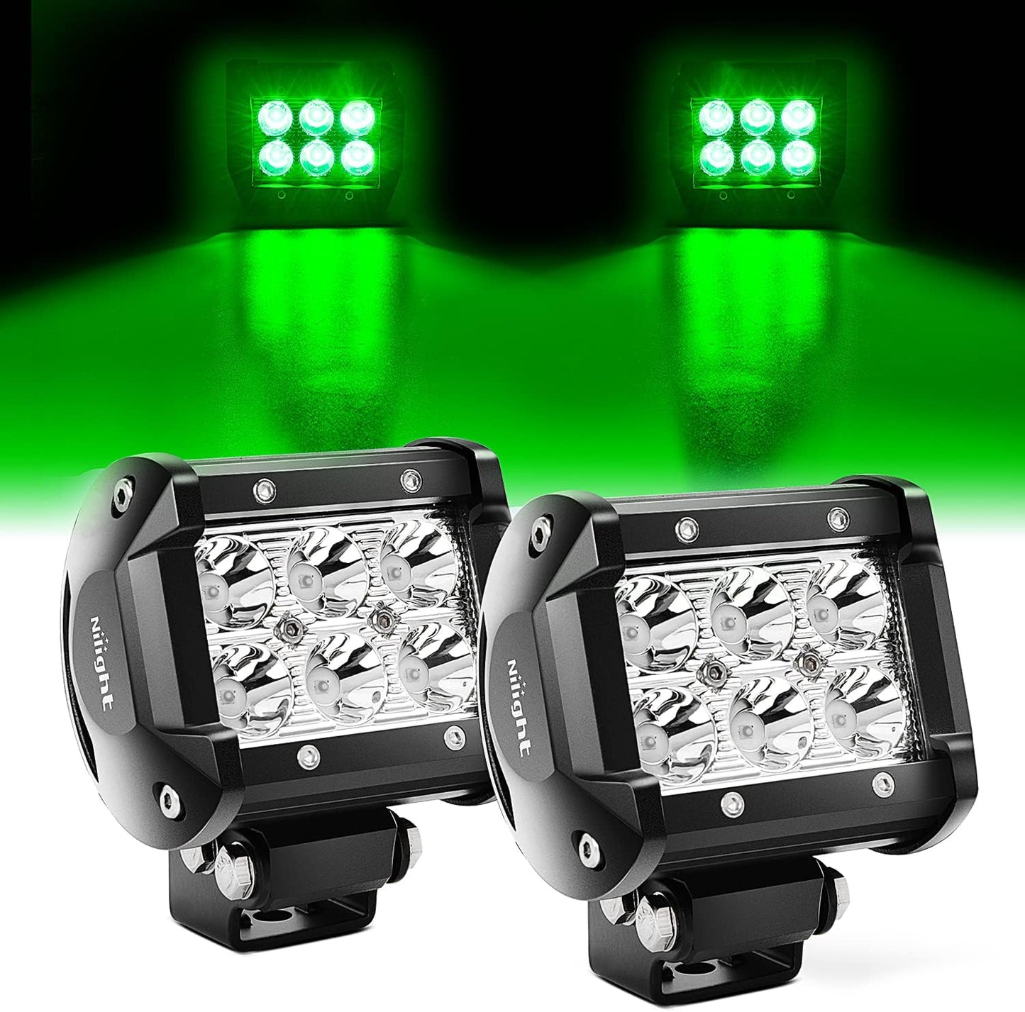 Foco LED 4" verde tipo spot 18W todoterreno señal seguridad