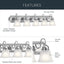 Lámpara baño 36pulg vidrio grabado 5 luces bronce