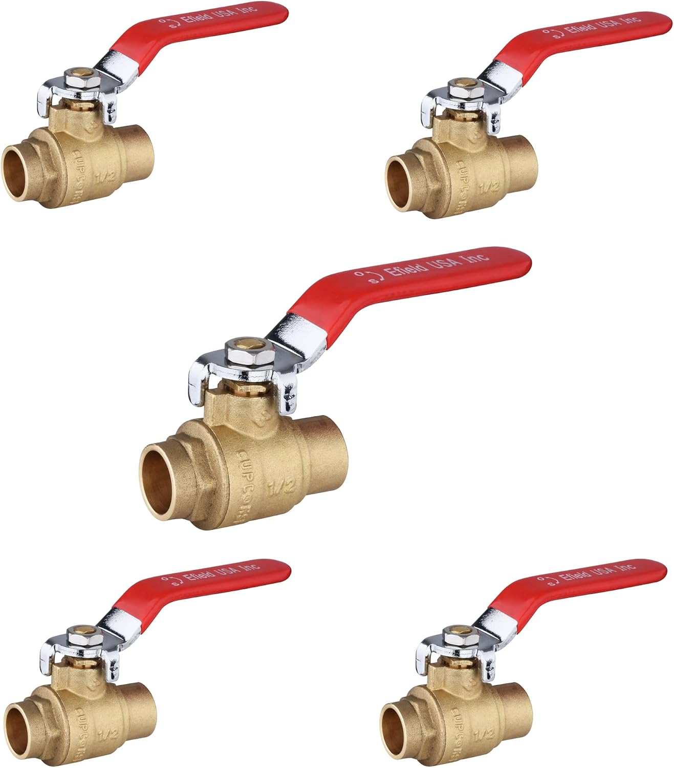 5 Válvulas bola latón soldadura 1pulg 600wog conector sudor