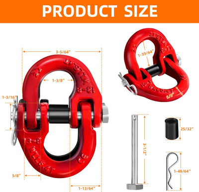 Enganche seguridad cadena remolque rojo
