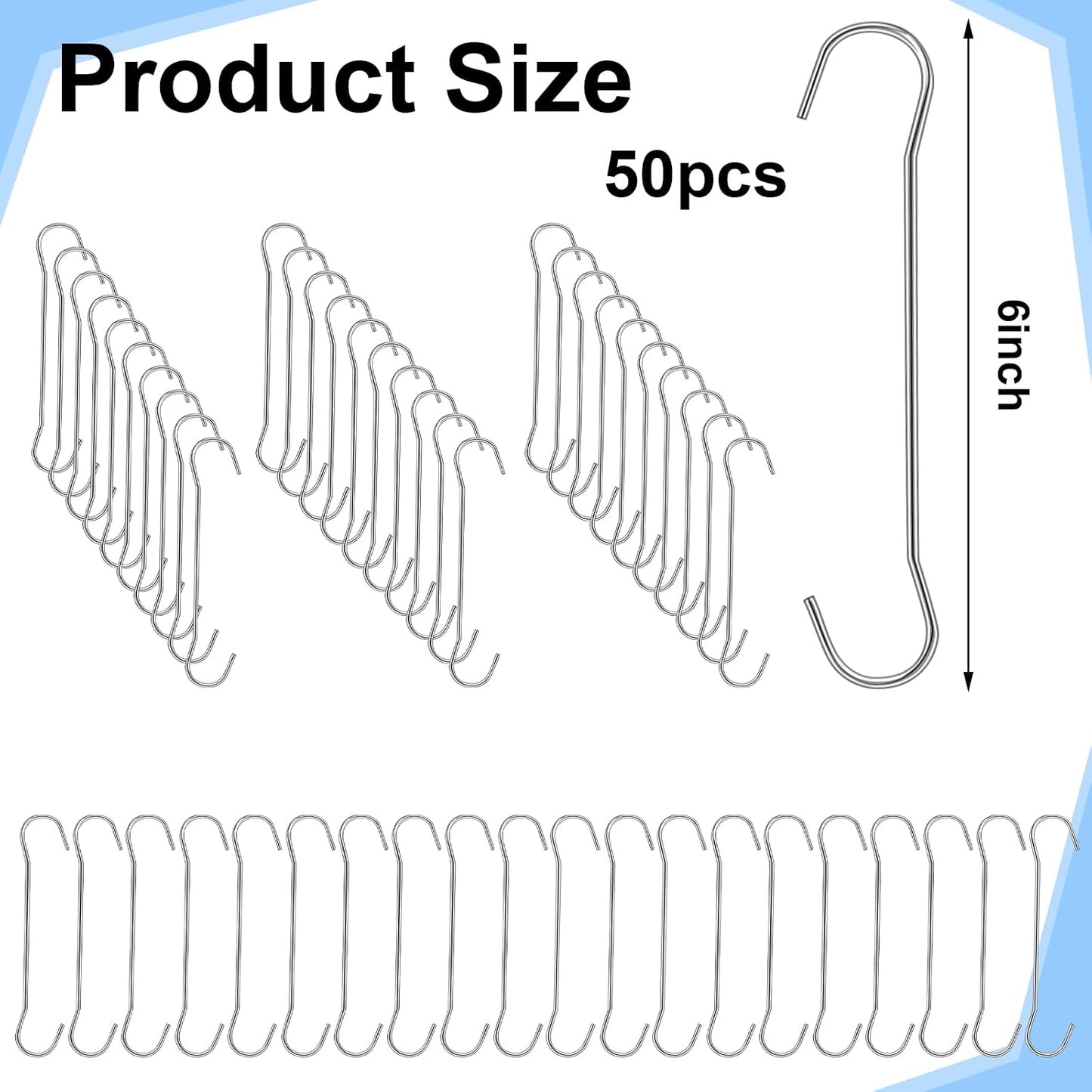 50 Ganchos Metal 6" para Pancartas Techos Ventanas
