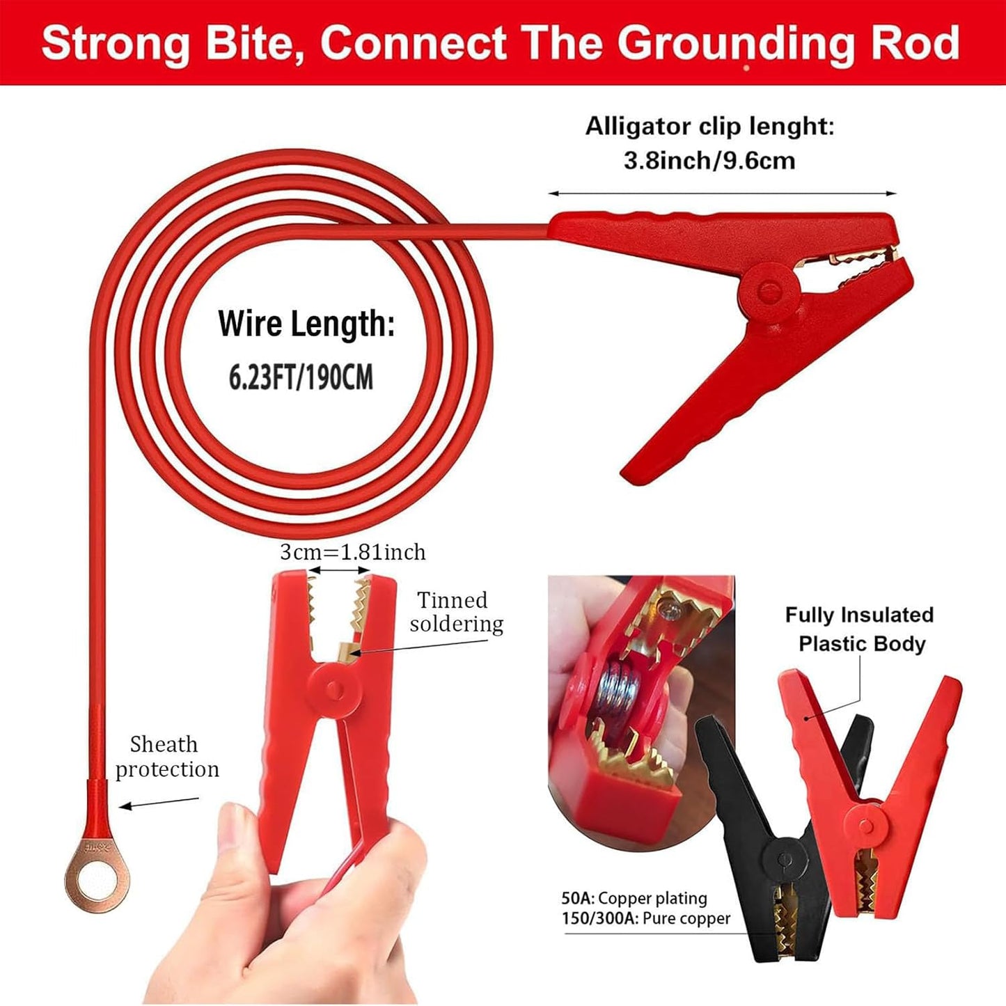 Conectores alambre 9.8ft con clips cocodrilo cargador solar
