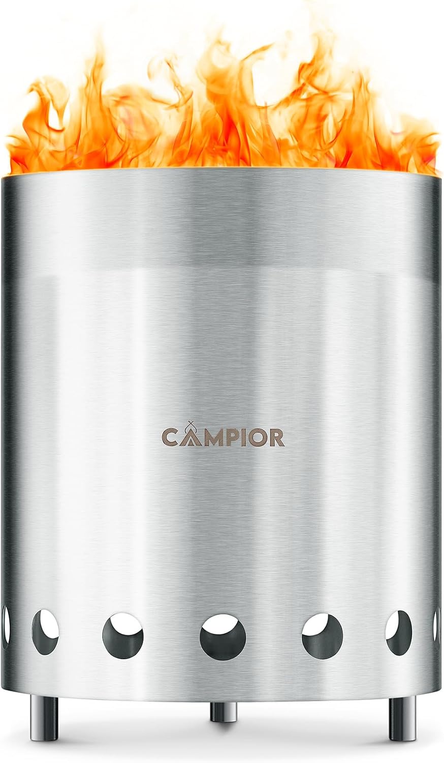 Estufa leña exterior sin humo acero inox bandeja cenizas