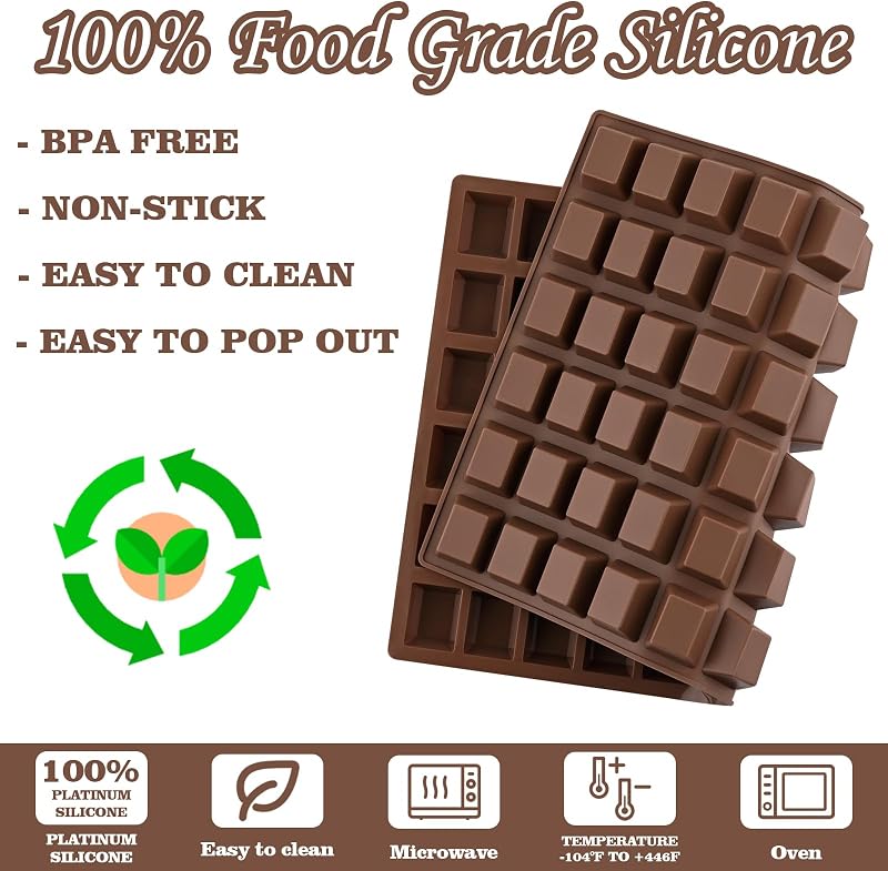 2 Moldes Silicona 72 Cavidades para Chocolate Dulces Gelatina