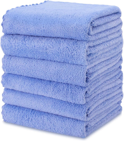 Paños cocina microfibra terciopelo coral 13x28pulg 6uds azul