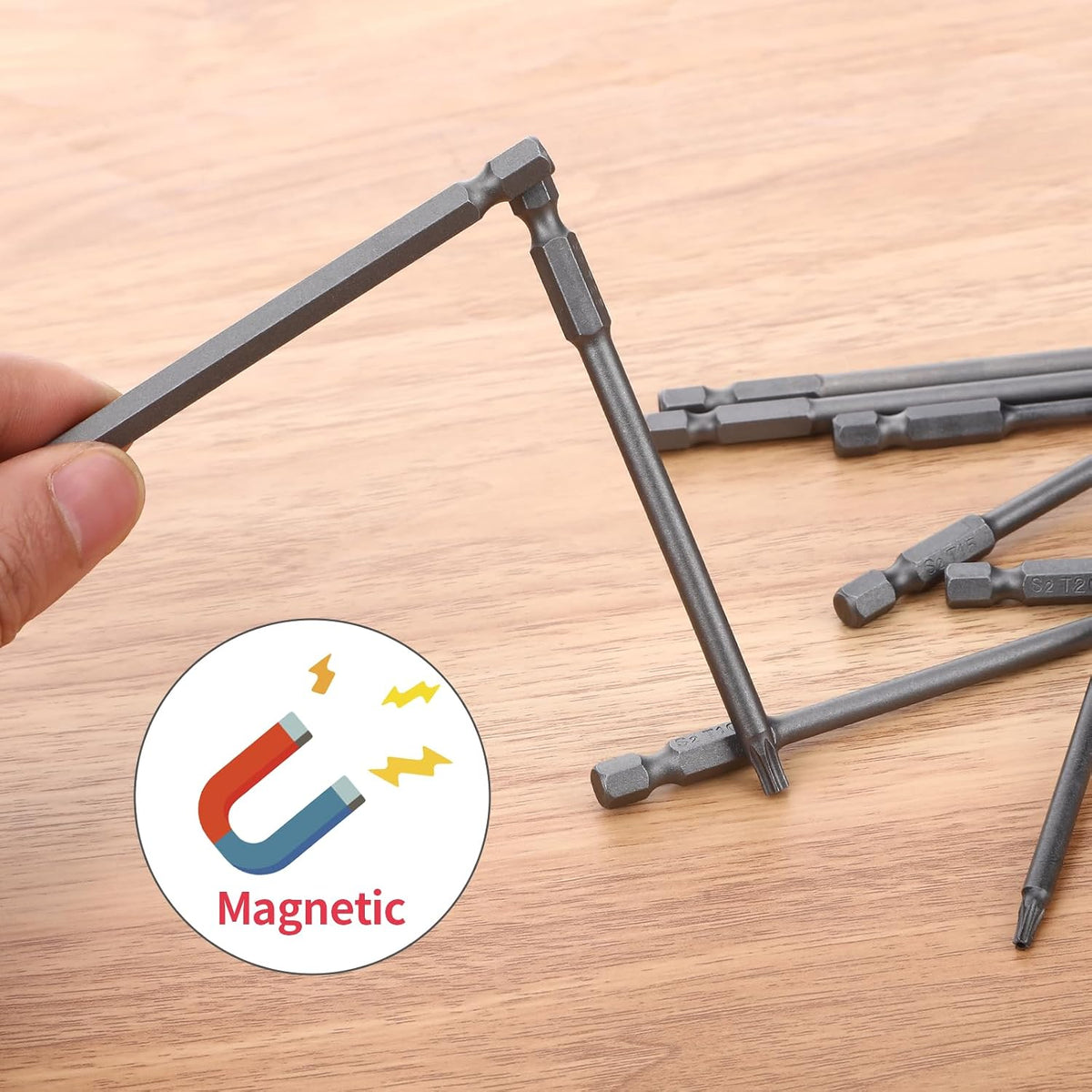 Juego puntas destornillador Torx S2 acero magnético T6-T25
