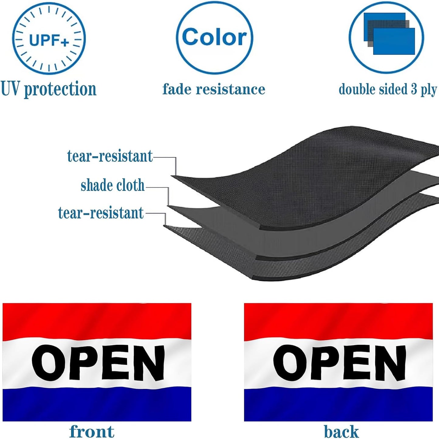 Banderas abiertas 3x5 doble cara 3 capas UV resistentes