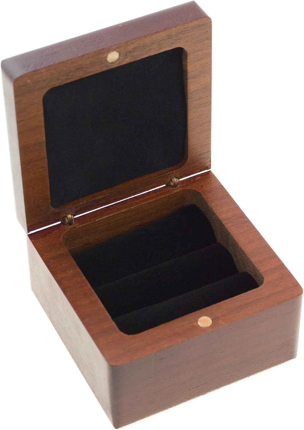 Caja madera soporte anillos boda elegante caoba magnética