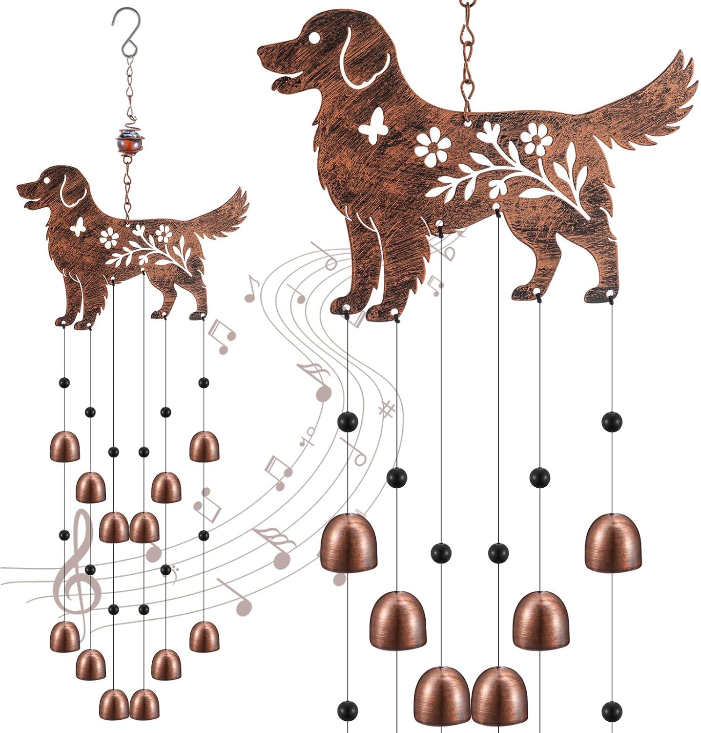 Campanillas viento navidad golden retriever 24pulg