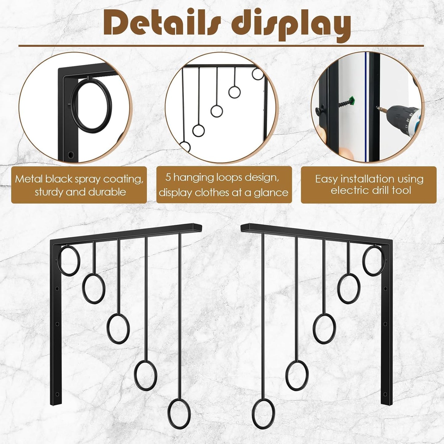 Estante ropa pared 12 pzas con 5 anillos