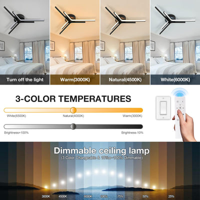 Lámpara techo Sputnik LED regulable control remoto negra