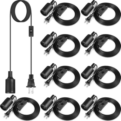Kit 10 cables luz colgante con enchufe E26 E27 negro 9.8pies