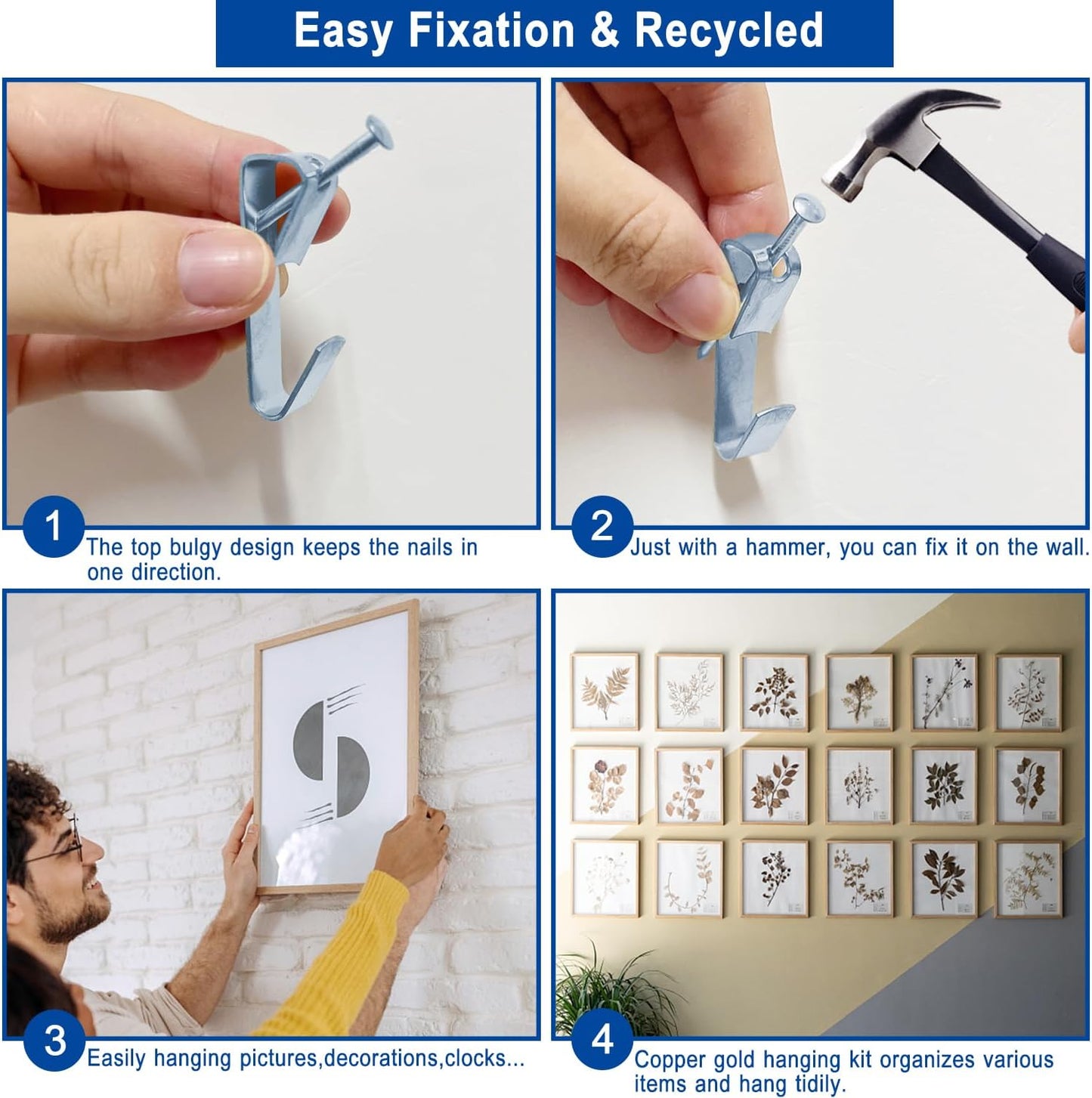 Ganchos para cuadros 170 Pzas 10-50lb para pared seca