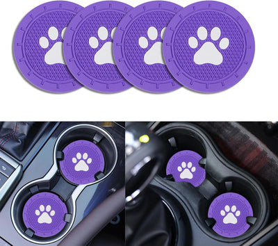 4 Posavasos Auto con Inserto Pata Perro Antiderrap 2.75pulg