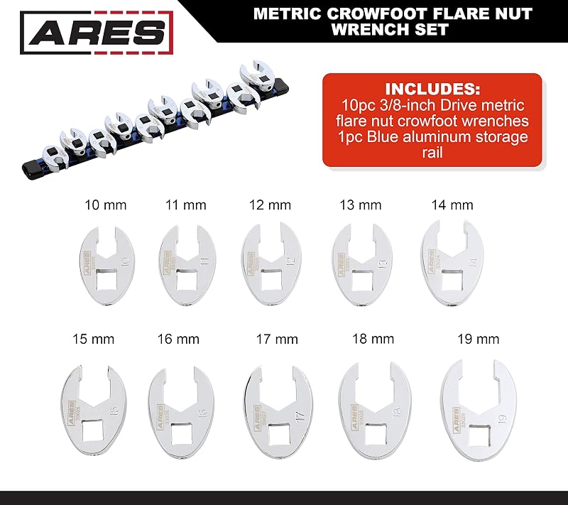 Set 10 Pzas Llaves 3/8" Pata Gallo Riel Aluminio