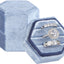 Caja terciopelo anillos compromiso hexagonal
