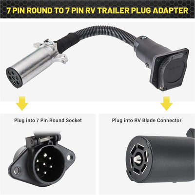Adaptador RV 7 pines redondos con soporte 14"
