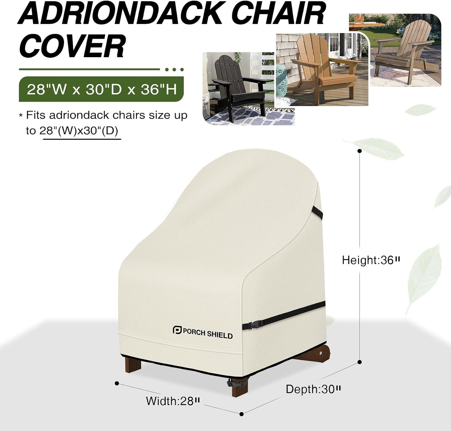2 Pzas Fundas Impermeables Silla Adirondack 28x30x36pulg Beige