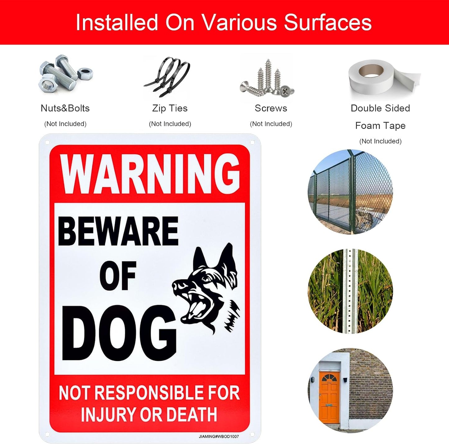 2 Letreros Advertencia Beware of Dog 10x7pulg Aluminio Reflectante