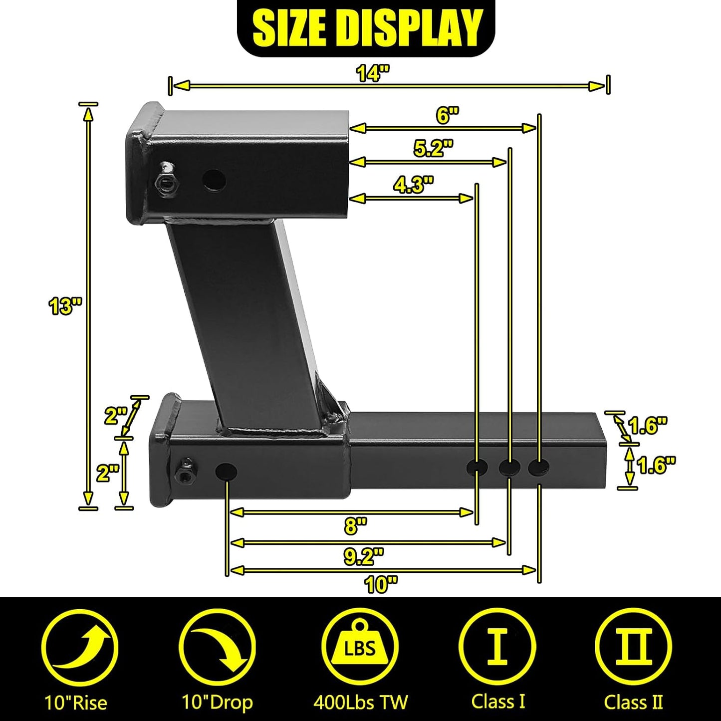 Enganche doble extensión 2-10 pulg comp 2 pulg