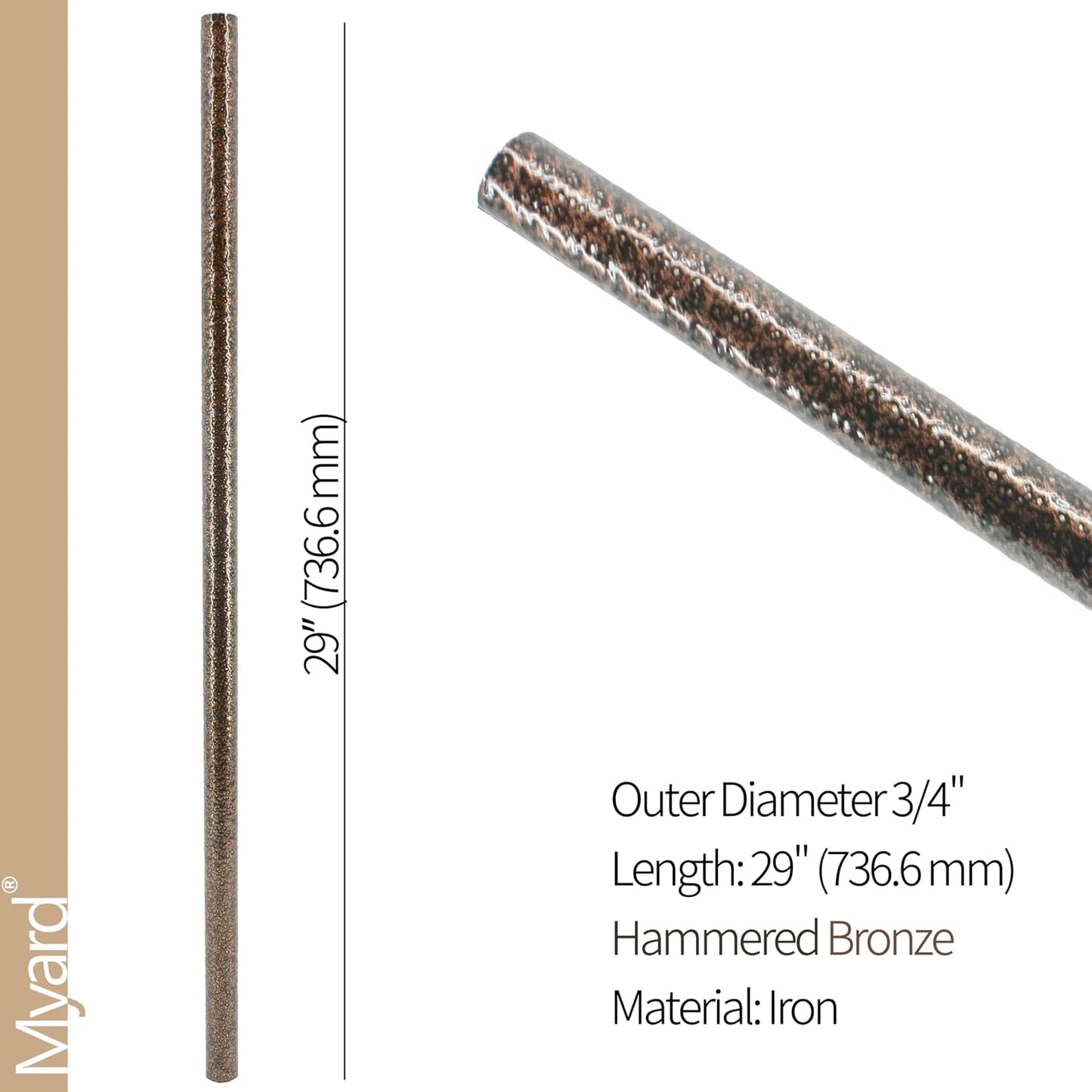 Balaustres hierro redondo hueco clásico 29pulg bronce