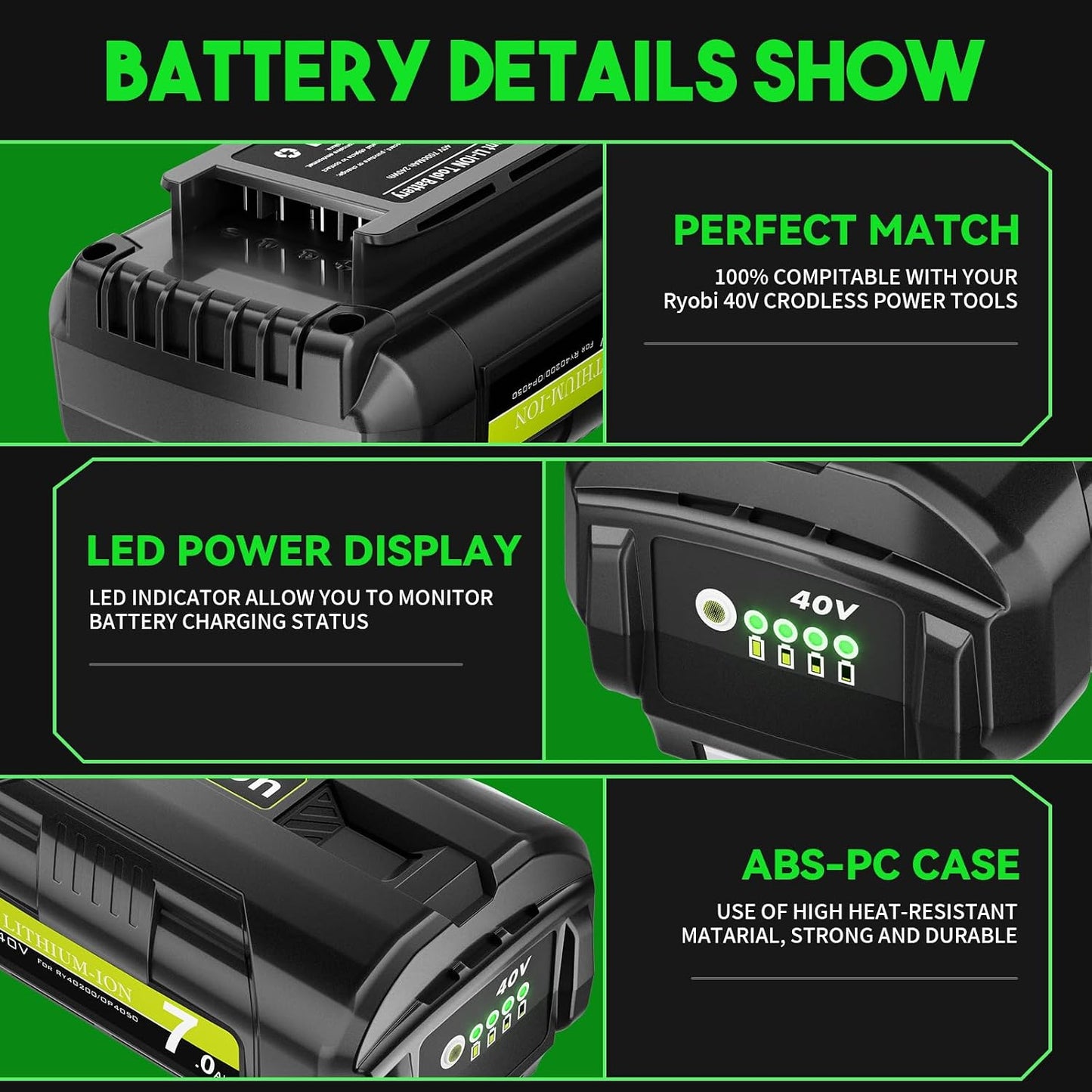 Reemplazo batería Ryobi 40V 7.0 Ah comp OP4050