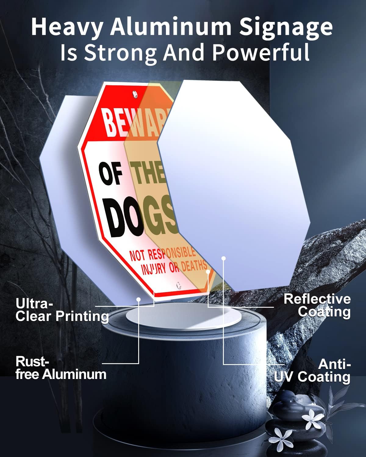 Letrero aluminio 10x10" Beware of Dog 28" UV resistente