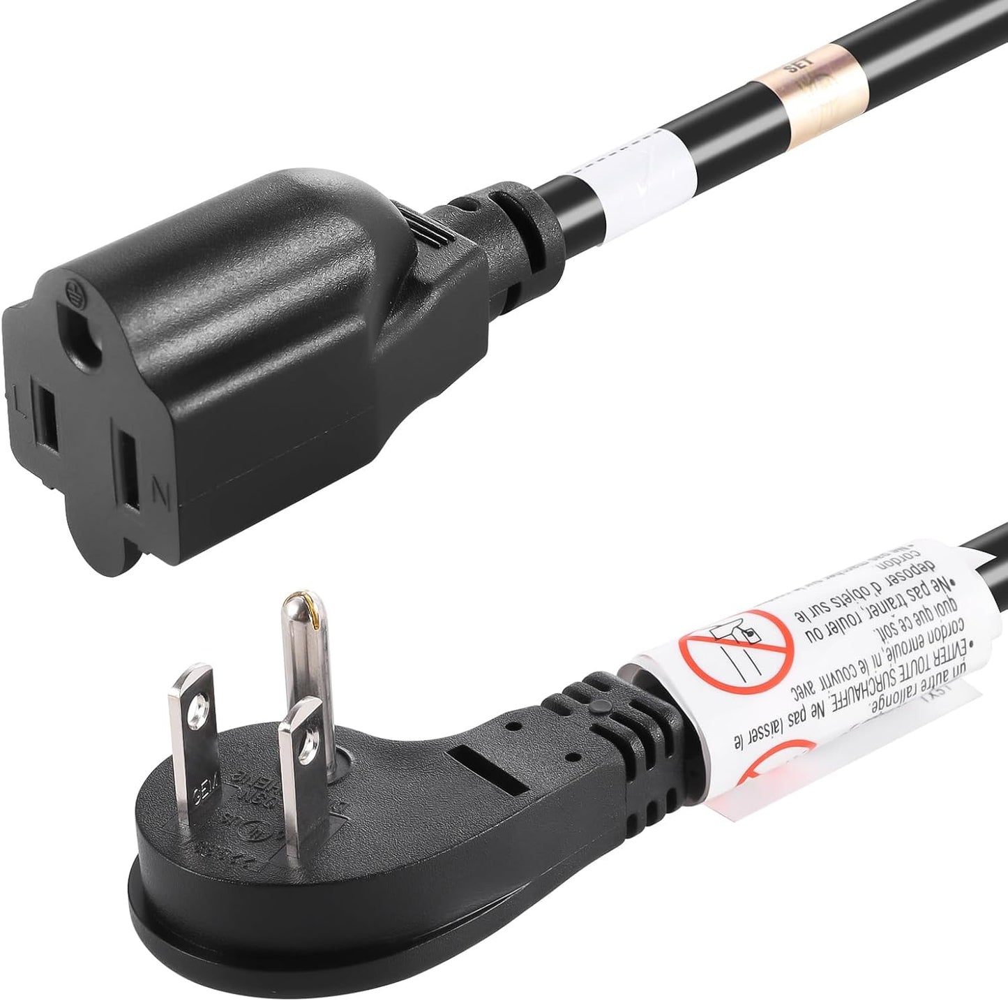 Cable extensión servicio pesado 6ft 15A enchufe plano con tierra