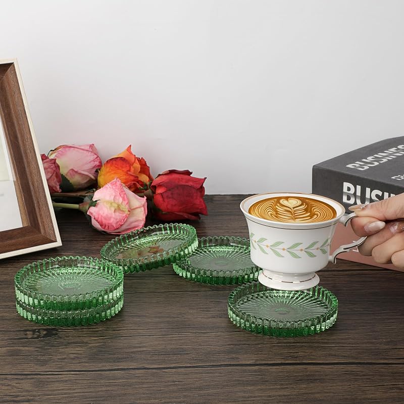 8 Pzas Posavasos Cristal Redondos Mesa Café Decoración